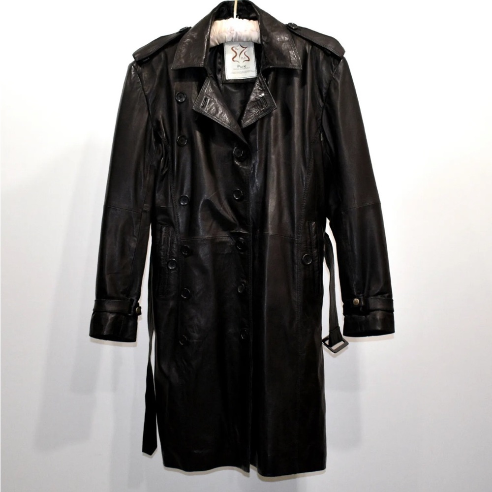 Leather Trench Coat L
